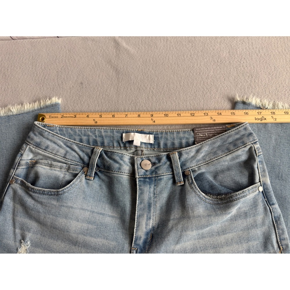 1822 Denim Womens Ankle Straight Jeans Light Wash Distressed Raw Hem Size 12 - Picture 7 of 10